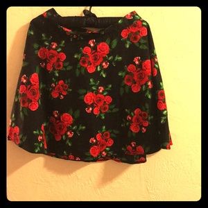 Hell Bunny Rose Floral Print PinUp Style Skirt